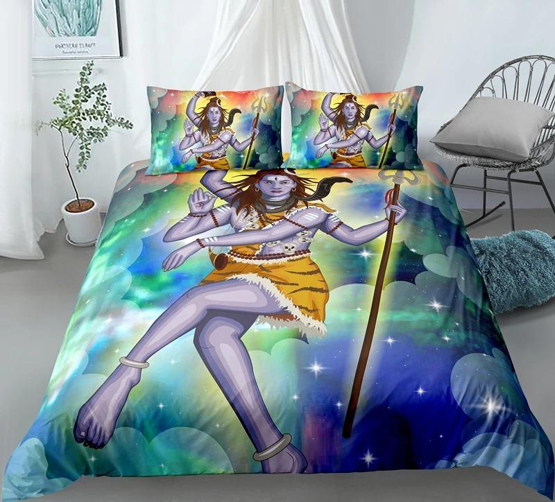 

Пододеяльник с изображением индийского бога Шивы, комплект постельного белья «Будда», односпальный, двуспальный, размера «king-size», постельное белье с наволочкой, прямая поставка EU Single 135x200cm