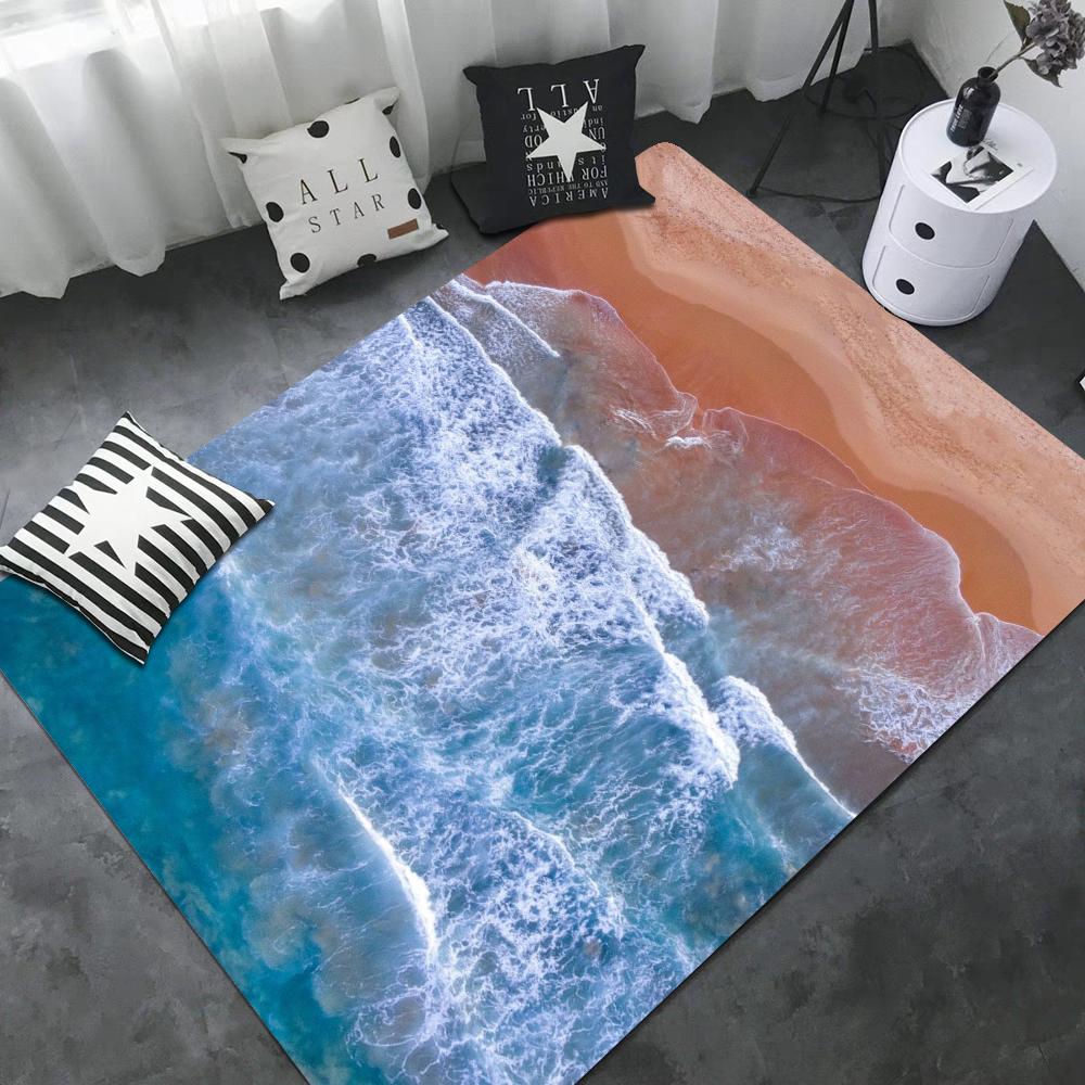 Large Waves Beach Floor Mat Nordic Style Home Doormat Bathroom-Toilet Mats Bedroom Hotel Decor Mat