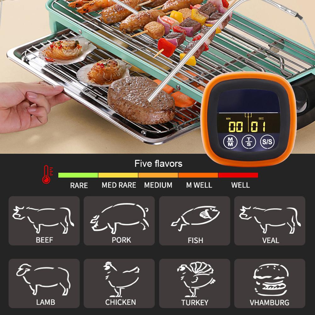Digital Meat Kitchen Thermometer with 2 Probes Waterproof Meat Temperature Thermometer Probe Timer Mode for Grilling BBQ Cooking