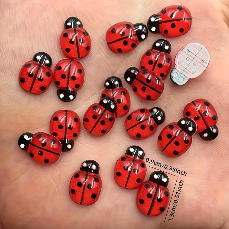 Vibrant Assorted Colors 50pcs Resin Ladybug Decorations , for DIY Crafts, Wedding & Party Embellishments, Ladybug Outdoor Decor