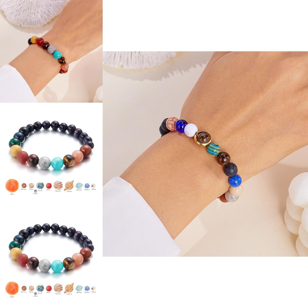 Natural Stone Constellation Bracelet With Handcrafted Planet Design For Couples And Travel Gift