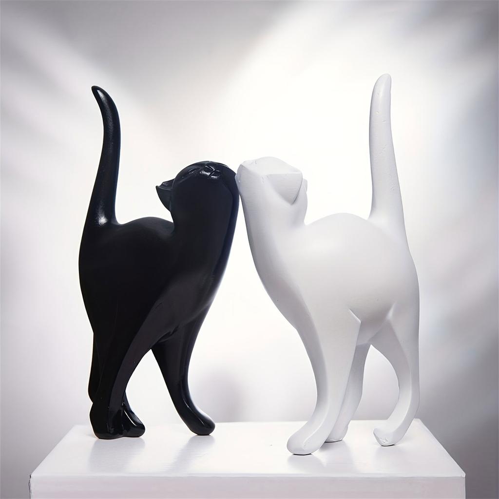 Stylish Cats Sculpture Modern Artistics Decors Resins Animal Statue for Home Entryway Desk or Bookshelves Display