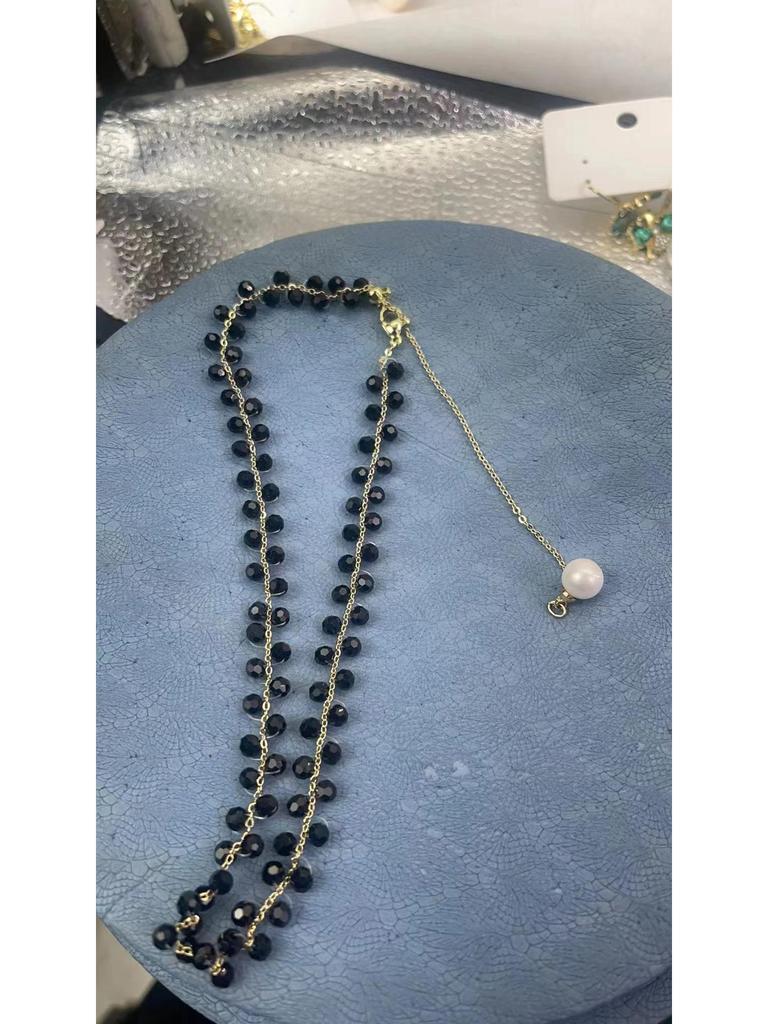 Korean Black Crystal Clavicle Choker Necklace for Women