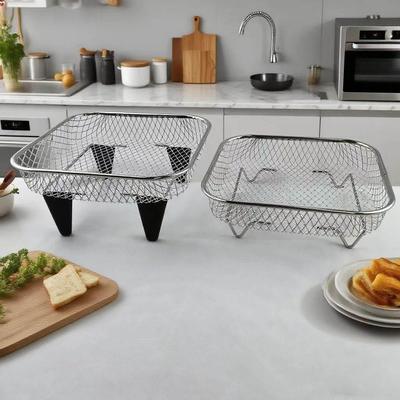 304 Stainless Steel Air Fryer Rack for Grilling, Dehydrating, and Baking - One-Layer Fruit & Vegetable Draining Net