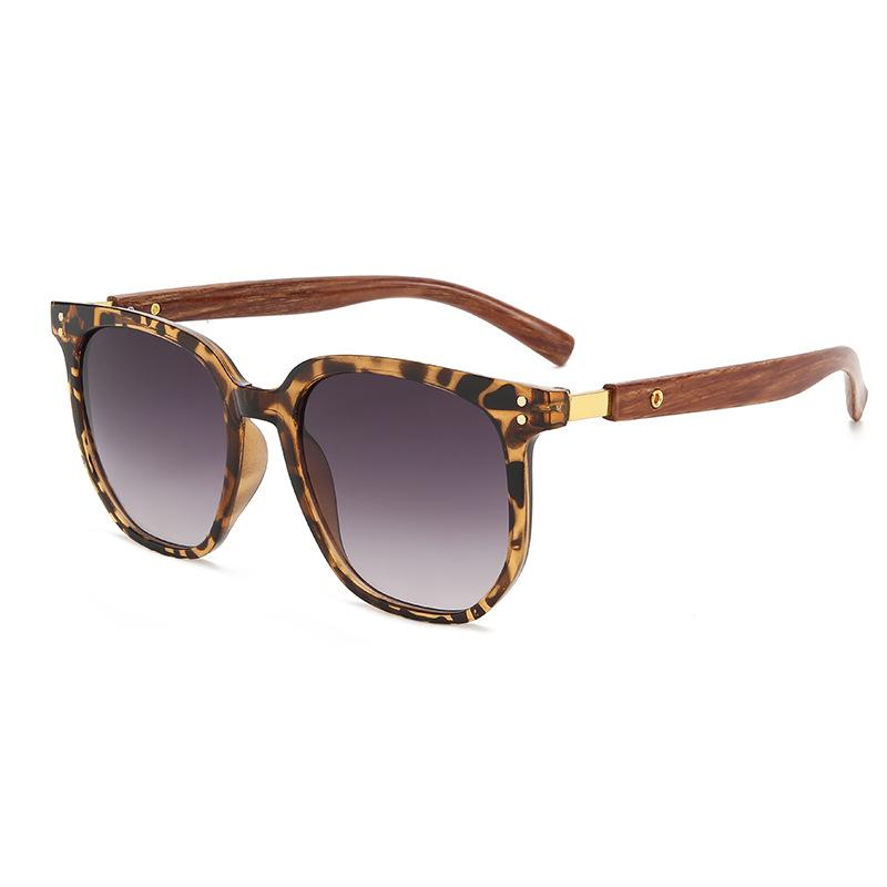 Ochelari de soare pentru bărbați și femei de înaltă calitate de vară cu brațe cu aspect de lemn, nituri orez, ochelari de soare, rame pătrate, ochelari pentru față rotundă, ochelari de soare