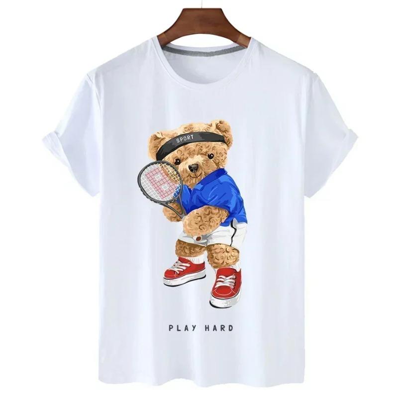 Funny Bear Print Tshirt Women Fashion Cartoon Harajuku Casual T-shirt Female Summer Short Sleeved Top Tees Unisex T Shirt