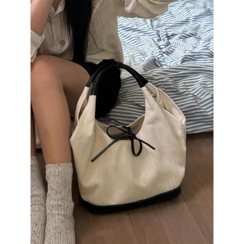 Canvas Tote Bag Women's Shoulder Handbag Large Capacity Commuter Bag Underarm Bag