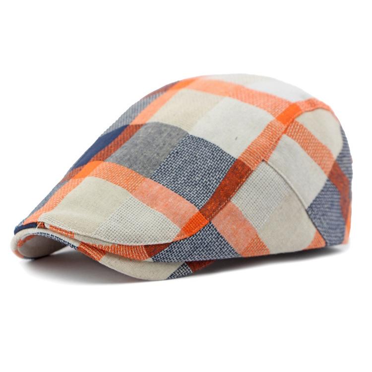 Men Women's Beret Plaid Cap Vintage Paintwork Hat