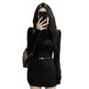 Black High Neck Long Sleeve Knit Bodycon Dress Women Slim Fit Short Mini Fall 2025