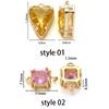 4/6Pcs 14/18K Gold Color Plated Zircon Single Hole Love Heart Double Hole Square Pendants For DIY Jewelry Making Findings