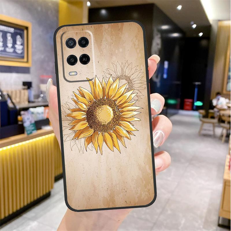Beautiful Yellow Sunflower Case For OPPO A53 A31 A5 A9 A96 A76 A16 A54 A74 A94 A52 A72 A92 A93 A15 A57 A77 A17 Cover