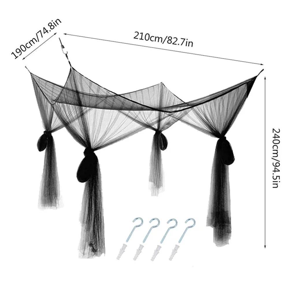 New Four-Door Mosquito Net Netting Prevent Breathable Four Door Mosquito Net Square Double Bed Size Insect Net Home