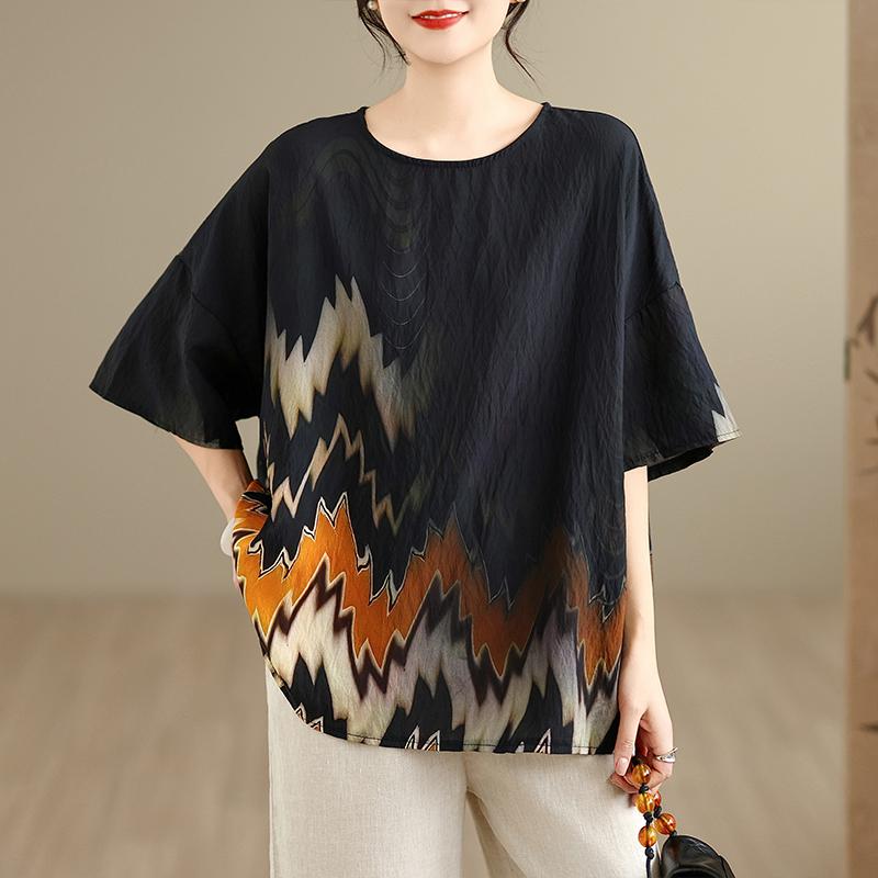 DIMANAF 2026 Plus Size New T-Shirt Women Print Loose Casual Lady Tops Tees Shirts Oversize Summer