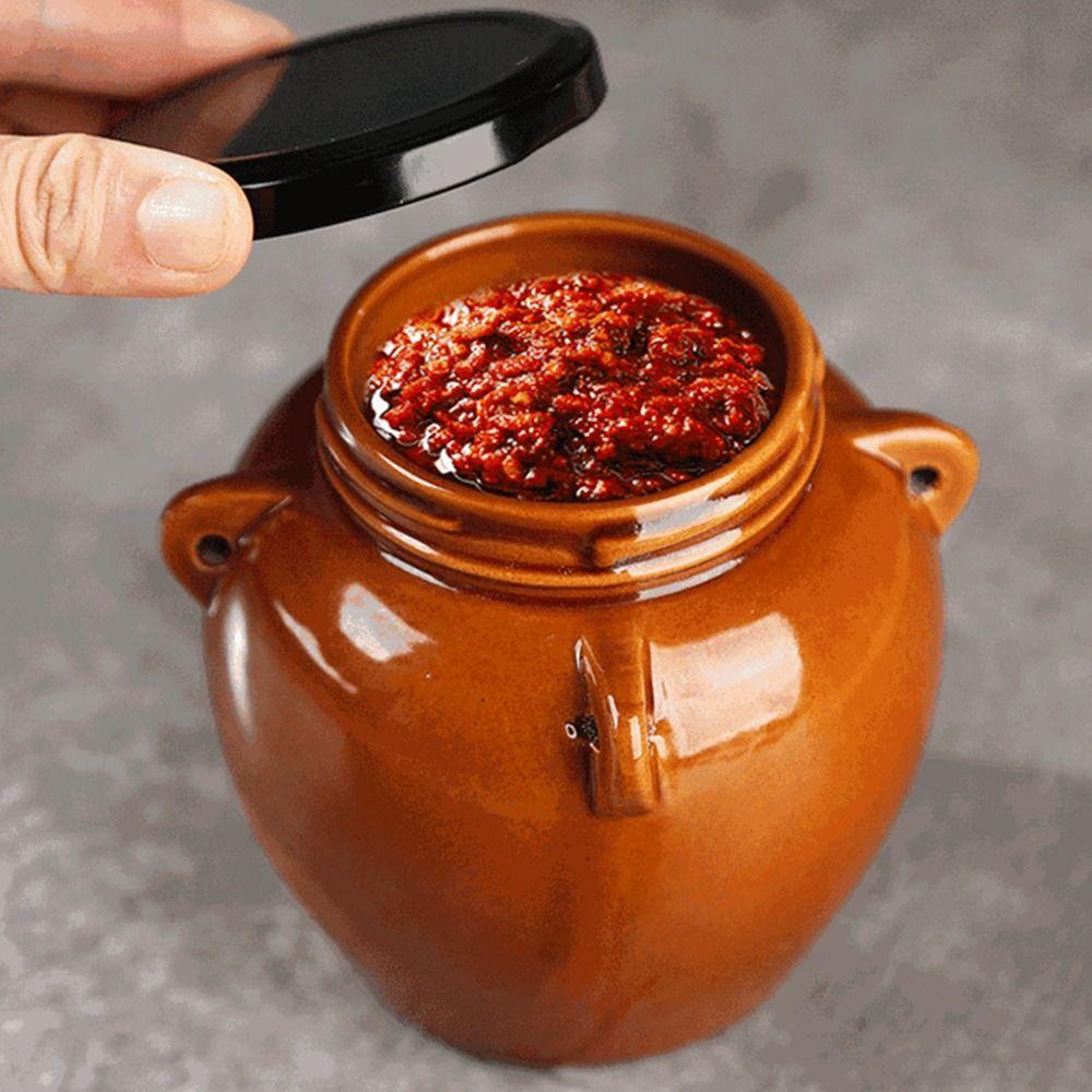 Großes Keramik-Gurkenglas Keramik-/Einmachglas Deckel Hält Gurken frisch Behälter zum Einlegen von Gurken Glatte Oberfläche Leicht zu reinigen