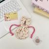 59302 Cute Rabbit Ears Floral Bouquet Mouth Drawstring Storage Bag Outdoor Portable Cosmetics Lipstick Hand Bag