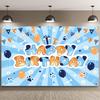 Background with Bluey Paw Print, Cartoon Dog Party Decoration for Boys and Girls.