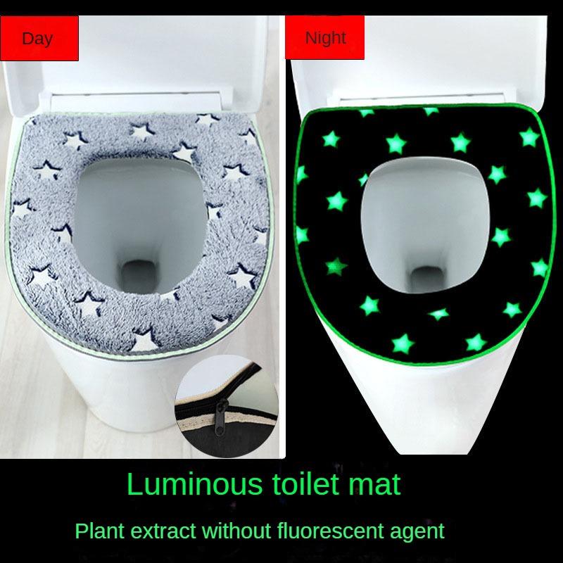 

New luminescence toilet seat cushion soft toilet cushion zipper winter warm toilet mat home thicken toilet pad cover washer серый