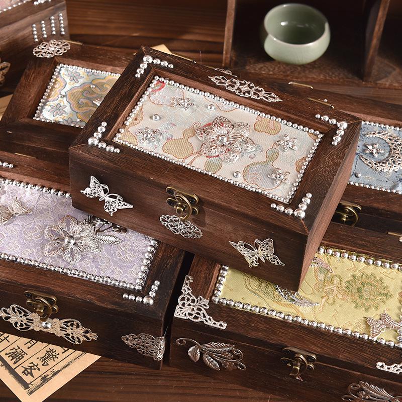 Song Brocade Jewelry Box DIY Kit: Handmade Solid Wood, Chinese Retro Gift for Mother's Day