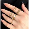 Heart Tassel Adjustable Rings Chain Pendant Ring Romantic Circle Geometric Rings Women Finger Jewelry
