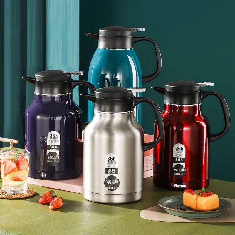 

304 Stainless Steel Double-Layer Push-Top Thermos Flask for Home, Hotel, or Restaurant Emerald Blue