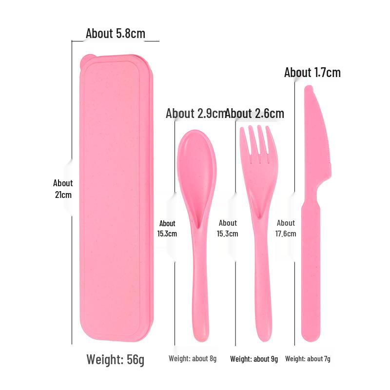 Portable Wheat Straw Cutlery Set: Reusable Fork, Knife, and Spoon for Students and Travel