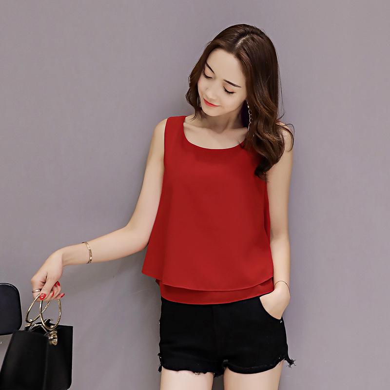 Women's Summer Double Layer Chiffon Sleeveless Camisole Top