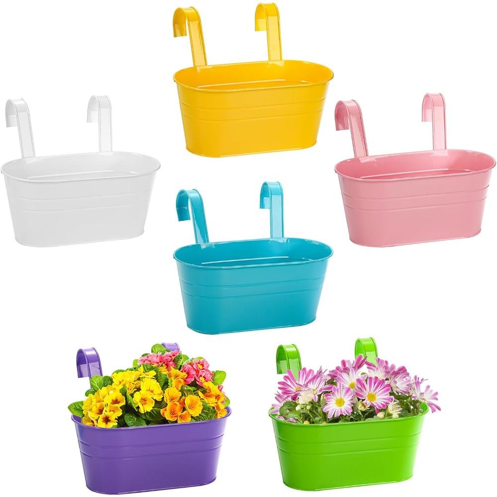 6 шт. Подвесные цветочные горшки Металлические Железные Держатели для цветочных горшков Садовые горшки Балконные кашпо Металлическое ведро Держатели для цветов Настенный Декор Горшок 6pcs