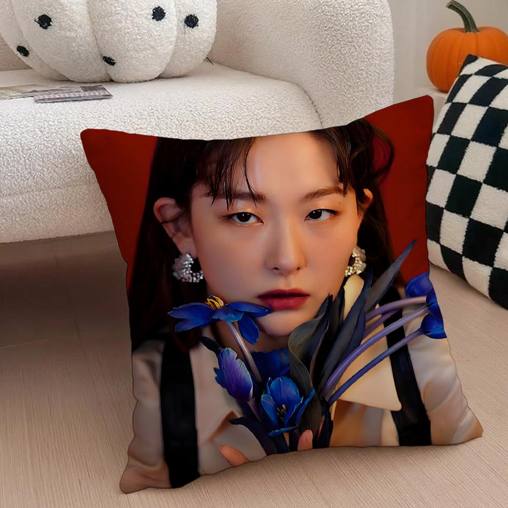 singer charismatic SSeulgi KKang Seulgi Cushion Cover Throw Pillow Cover Hidden Button Durable Polyester Chair Cushion