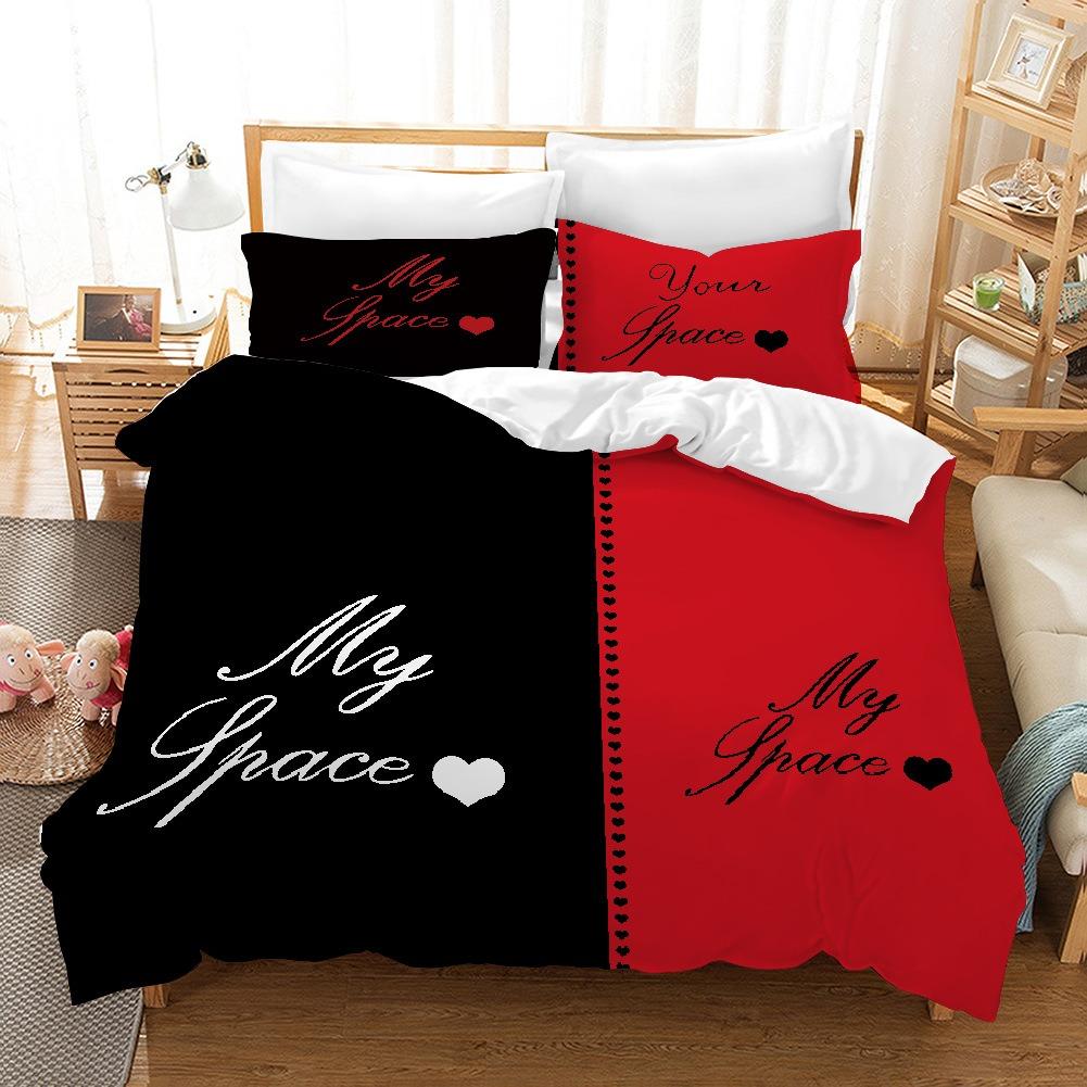 Black White Couple Cat Beddings-set Double Duvet Cover+Pillowcases Queen/King Size Love 2pcs/3pcs Mr,mrs Beard Duvet Cover Set
