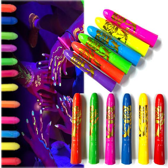 12pcs Noctilucent Human Body Painting Crayon Makeup Pigment For Halloween Costume Parties