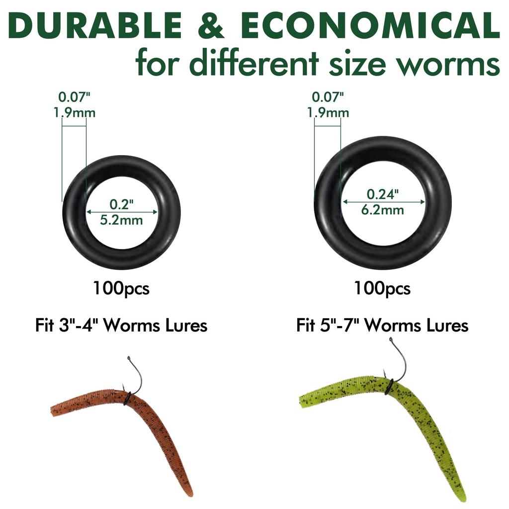 TRUSCEND Gradient Fishing Wacky Silicone Set for and Worm Downrigger Tube for Easy Installation 210-Piece O-Ring 3-4" 5-7" Lures, Ultra-Smooth
