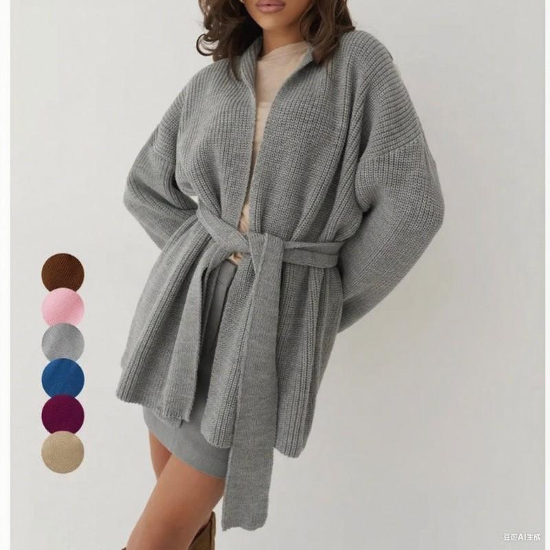 Oversized Knit Cardigan Women Fall Winter Soft Warm Loose Fit Long Sleeve Open Front Sweater With Belt