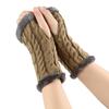 Solid Color Knitting Fingerless Plush Gloves Arm Warmers Thicked Gloves Autumn Winter Mittens For Adult