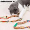 Cat Toys Cotton Rope with Natural Wood Polygon Segments Interactive Toy Chew Resistant Teeth Cleaning Toy