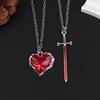 Modisches Und Schönes Simuliertes Schwert Herz Halsketten-Set Elegante Herren Und Damen Pulloverkette Schlüsselbein Kette Partnergeschenk