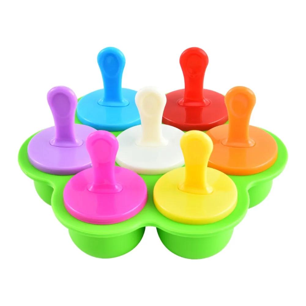 

Ice Cream Mold 7 Hole Ice Cream Diy Mold Children s Popsicle Mold Food Filled Plastic Ice Tray Popsicle Mold Fruit Smoothie зелений