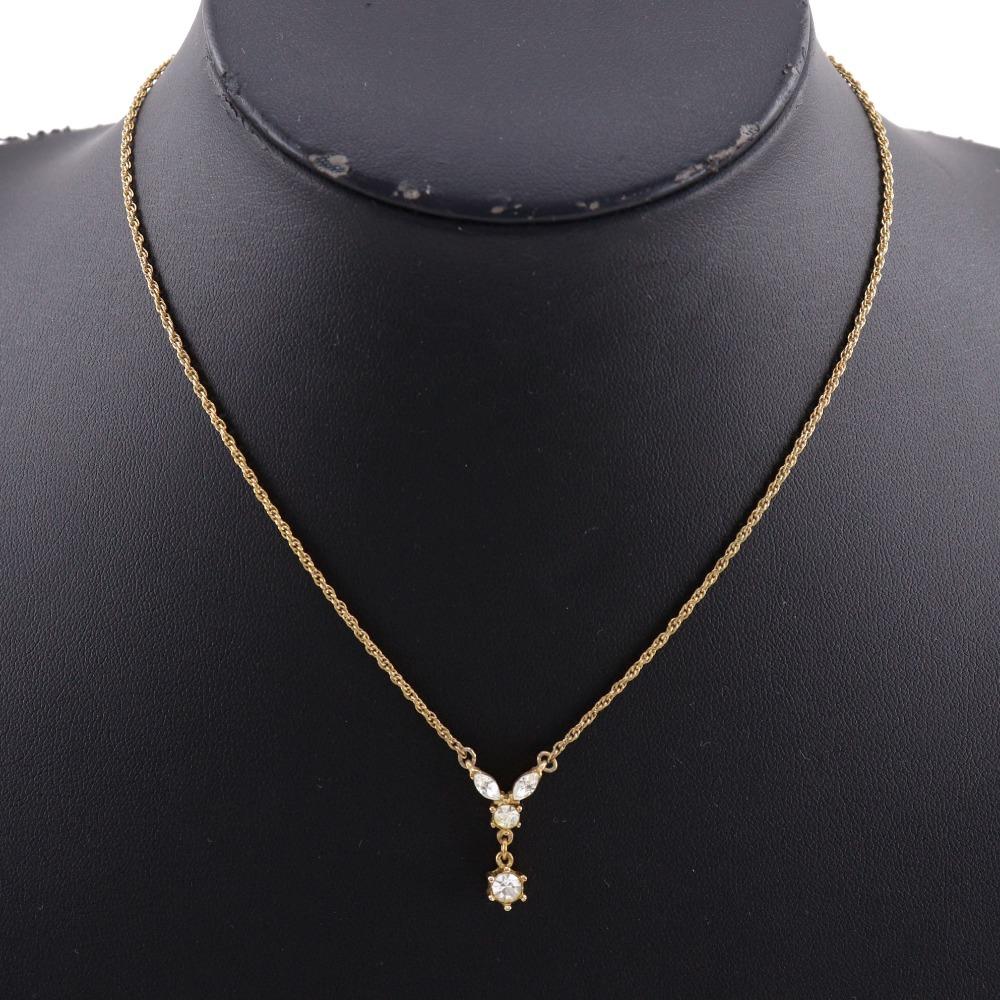 NINA RICCI Earing set Necklace Plated Gold/Rhinestone 4.1g Women Used