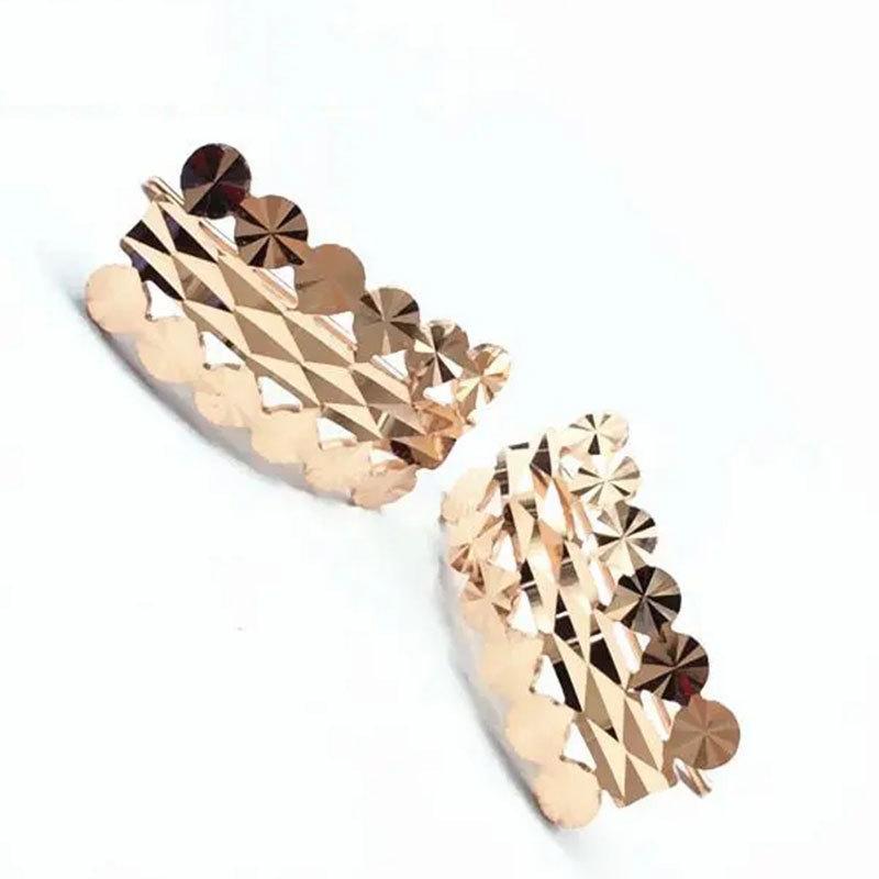 Purple Gold-Plated Rose Gold Hollow-Out Shiny Square Earrings, Simple Personality, High-End Color Gold Earrings
