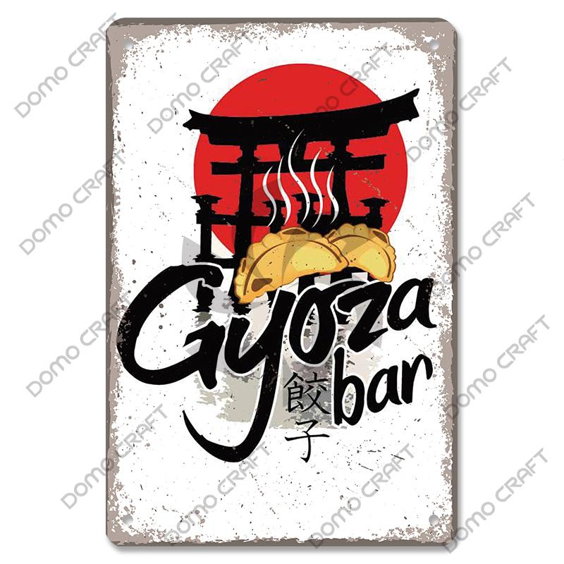 Retro Japanese Cartoon Comics Poster Metal Plate Takoyaki Noodles Fish Metal Sign Dining Room Club Wall Decor