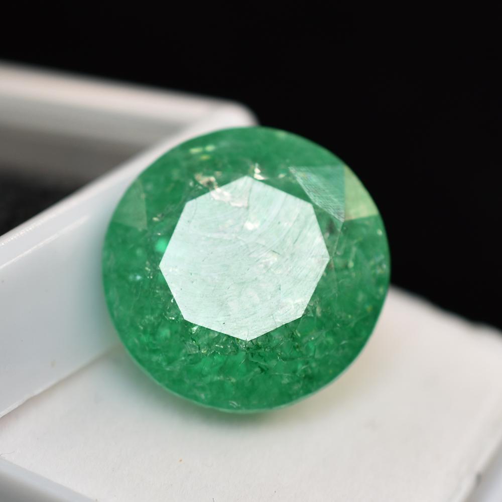 Natural Green Emerald Loose Gemstone Faceted Round Cut 22.25 Ct for Jewelry Making and Crafts