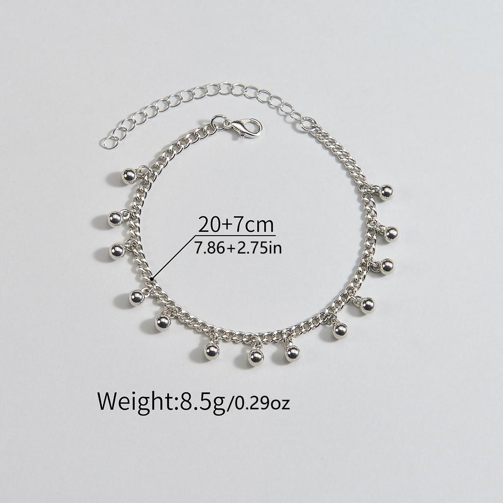 Fashionable and minimalist tassel round bead pendant single women's beach anklet