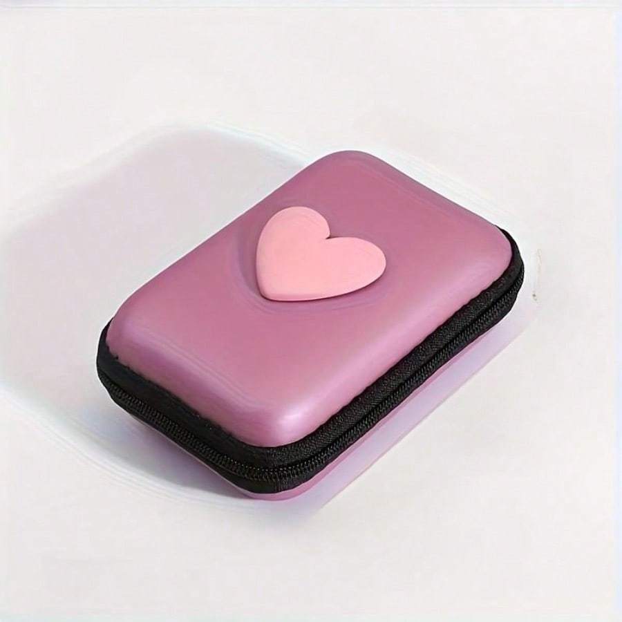 3D Liebe Herz Kopfhörer Datenkabel Aufbewahrungstaschen Ladegerät Power Bank Rechteckige Box Reißverschlusstasche Tasche Beutel