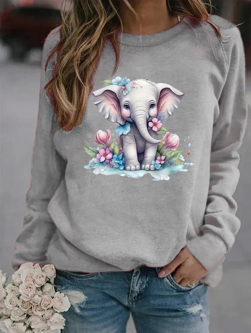 

Женская стильная толстовка с длинным рукавом и круглым вырезом с различными популярными зимними узорами S