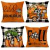 Fall Pillow Covers Set Of 4 Thanksgiving Buffalo Check Farmhouse Decorations Orange Pumpkin Outdoor Autumn Farm Truck Pillows Decorative Throw Cushion