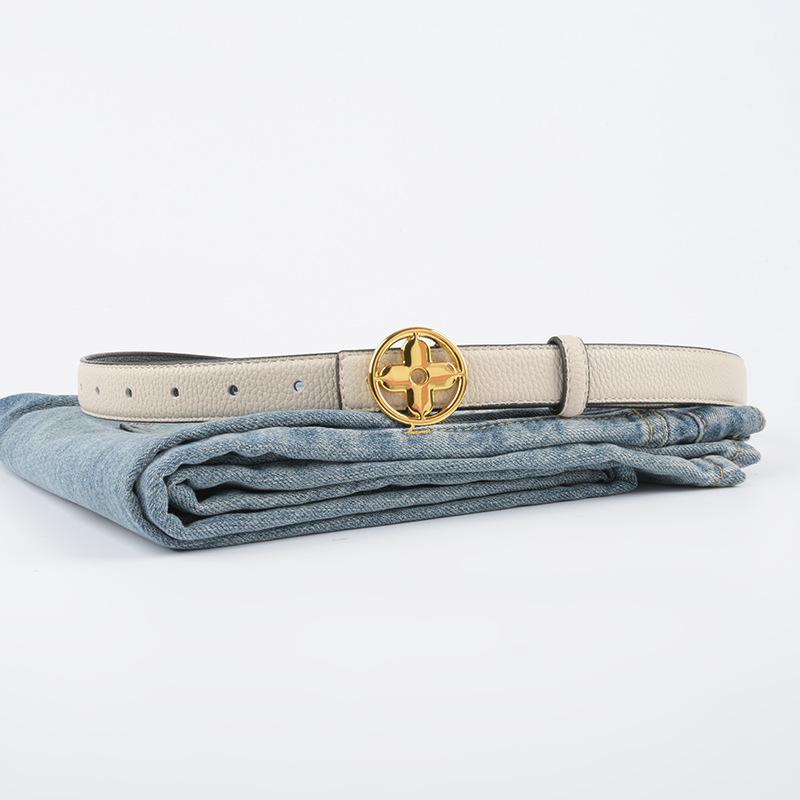 Lychee Pattern Can Be Used On Both Sides, First Layer Cowhide Leather Women'S Belt, Simple Belt With Jeans Casual Pants
