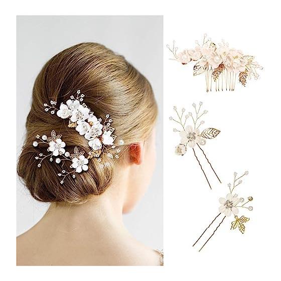 3-Piece Set Pearl Flower Hair Pins & Kanzashi Hair Accessories for Women - Elegant Handmade Designs for Formal Occasions, Kimono, and Everyday Wear