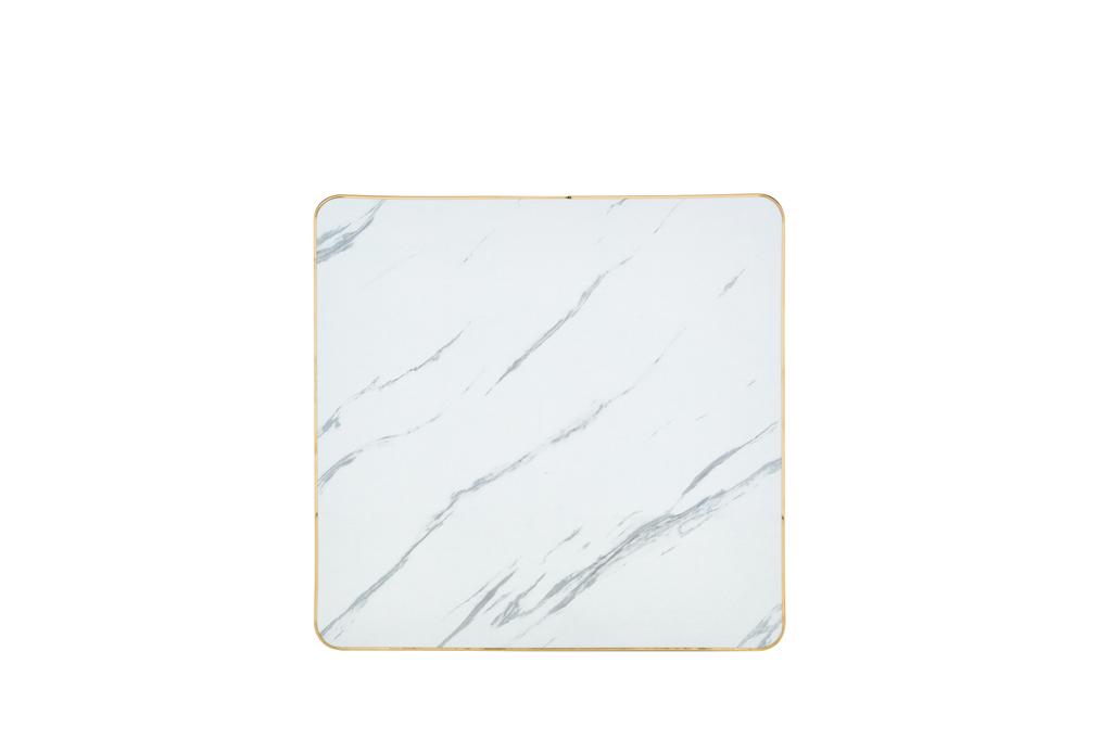 Square Dining Table, UV Panel, Marble Look, Metal Frame, Modern
