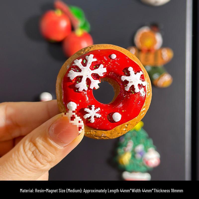 Magneti per Frigorifero di Natale Carini in Resina 3D: Pupazzo di Neve, Albero, Omino di Pan di Zenzero - Adesivi Magnetici Festivi per Decorazione.