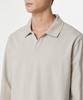 MUSINSA STANDARD Slit Neck Long Sleeve Pique Polo Shirt [Mushroom]