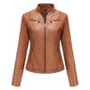 Women's European & American Spring/Autumn Leather Motorcycle Jacket - Fashionable, Slim, Short Design